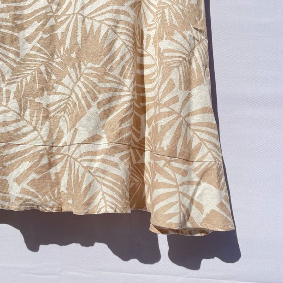 Loft Women's Dress 6 Mini Palm Tree Print Tan Short Sleeve Square Neck New - Picture 6 of 11
